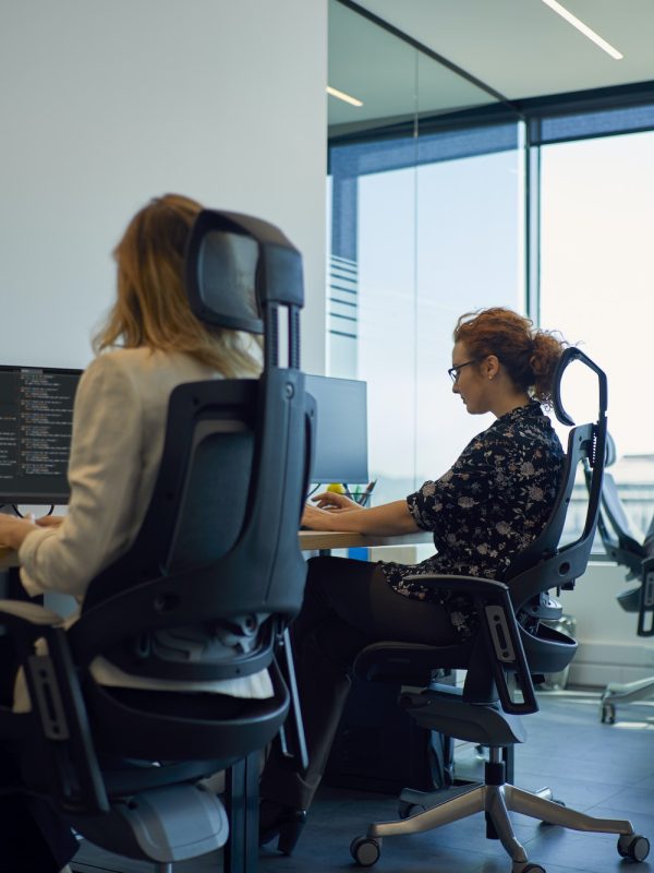 Businesswomen using computers in office